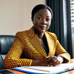 **

"A professional Ivorian businesswoman in a modest, tailored Ankara print business suit, seated at a modern desk in a bright Abidjan office. Sunlight streams through the window, illuminating her focused expression. Fully clothed, appropriate attire, safe for work, perfect anatomy, natural proportions, professional corporate photography, high quality, family-friendly."

**