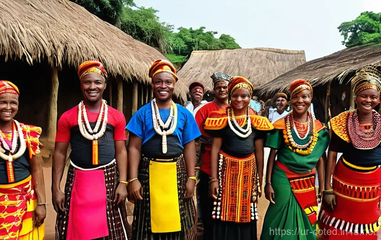 코트디부아르 바울레족 전통 - **Prompt: "A bustling yet peaceful Baule village scene depicting daily life and craftsmanship. In th... 코트디부아르 바울레족 전통 - **Prompt: "A bustling yet peaceful Baule village scene depicting daily life and craftsmanship. In th...