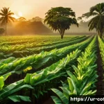 Home 12 코트디부아르 바나나 플랜테이션 투어 - **"A breathtaking, panoramic view of a vast banana plantation in Ivory Coast at dawn. The scene is d...